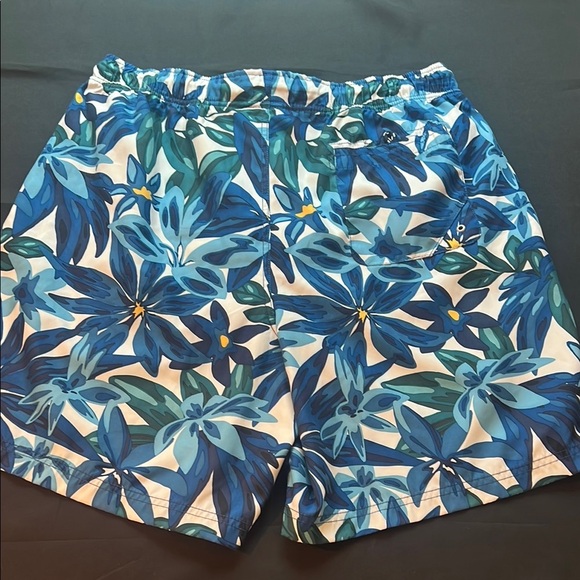 Nautica Blue and White Swim Trunks with Tropical Print, Men’s Large - Picture 7 of 7